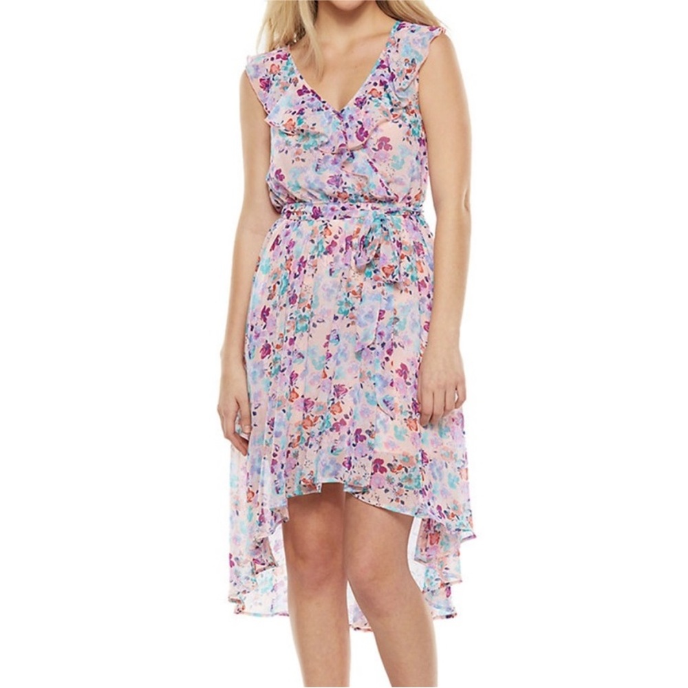 LC Lauren Conrad Disneys Cinderella Hi Low Floral Dress Womens Size Medium Lace